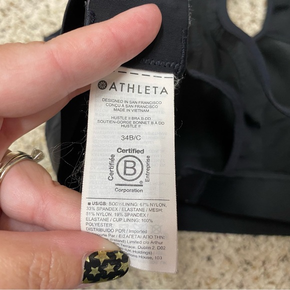 Athleta women's sports bra 34B/C racerback black activewear - Picture 7 of 7